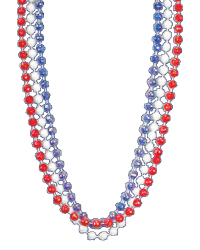 Red, White & Blue Throw Beads 33"